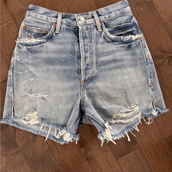 Agolde Pants - Agolde Blue Distressed Jean Shorts